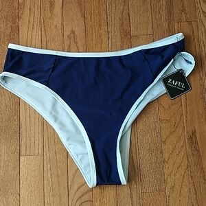 Zaful Forever Young Bikini Bottom Navy White Trim Sz 18 (2X)